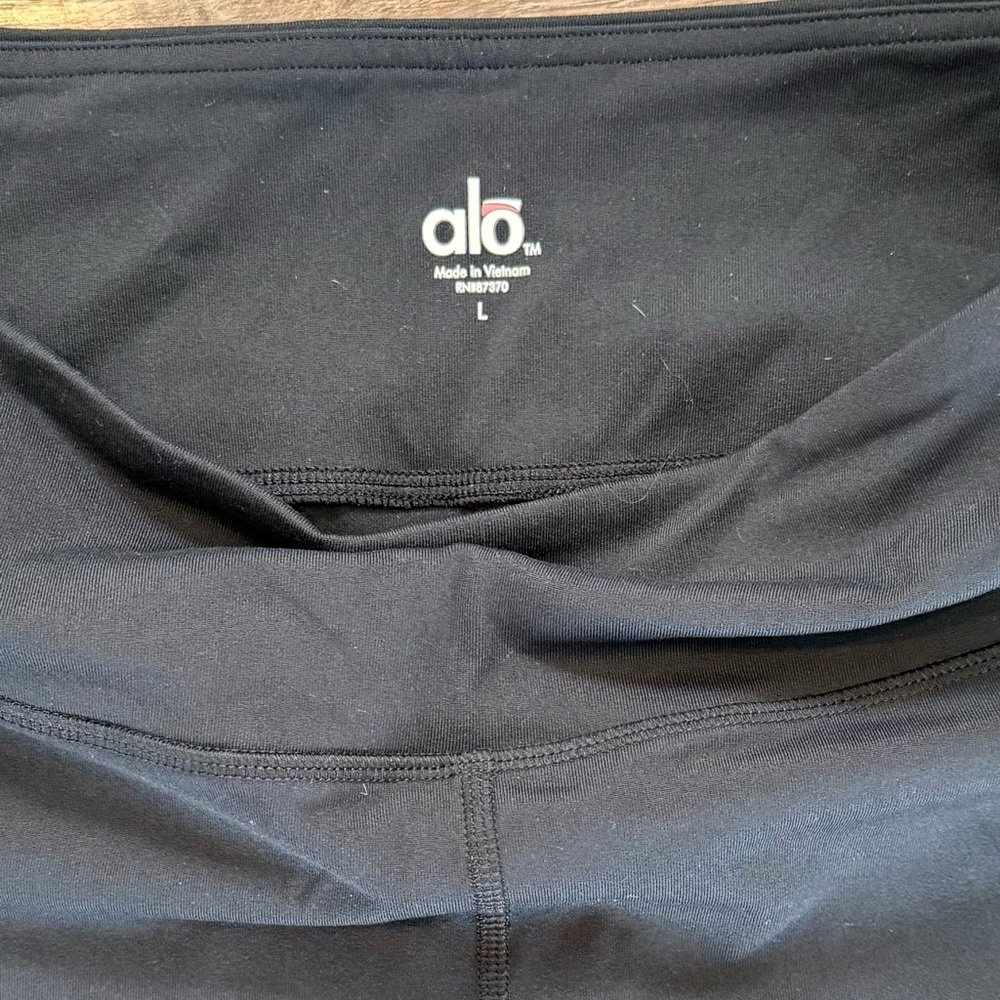 Alo Yoga Black and Gray Goddess Leggings Scrunch Ribbed Dance High Rise Large - Picture 2 of 4